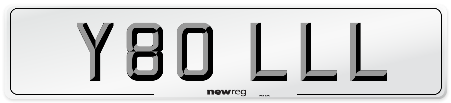 Y80 LLL Number Plate from New Reg